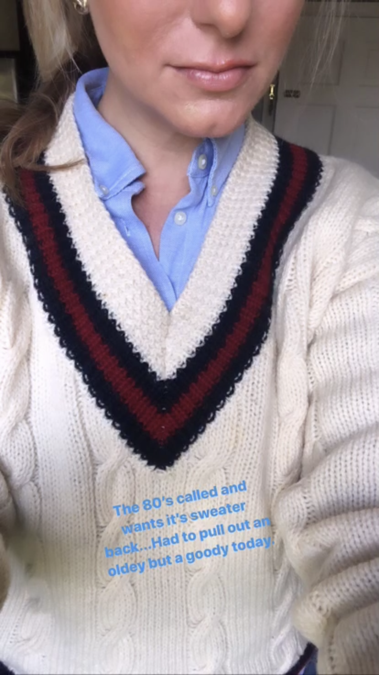 Had to share here what I put on Instagram Stories…One of my sweaters from high school…bought at The Gap in the Men’s Department (as was common for us girls to do). Just buy a small or steal your boyfriends ;). It didn’t matter how big it was because…