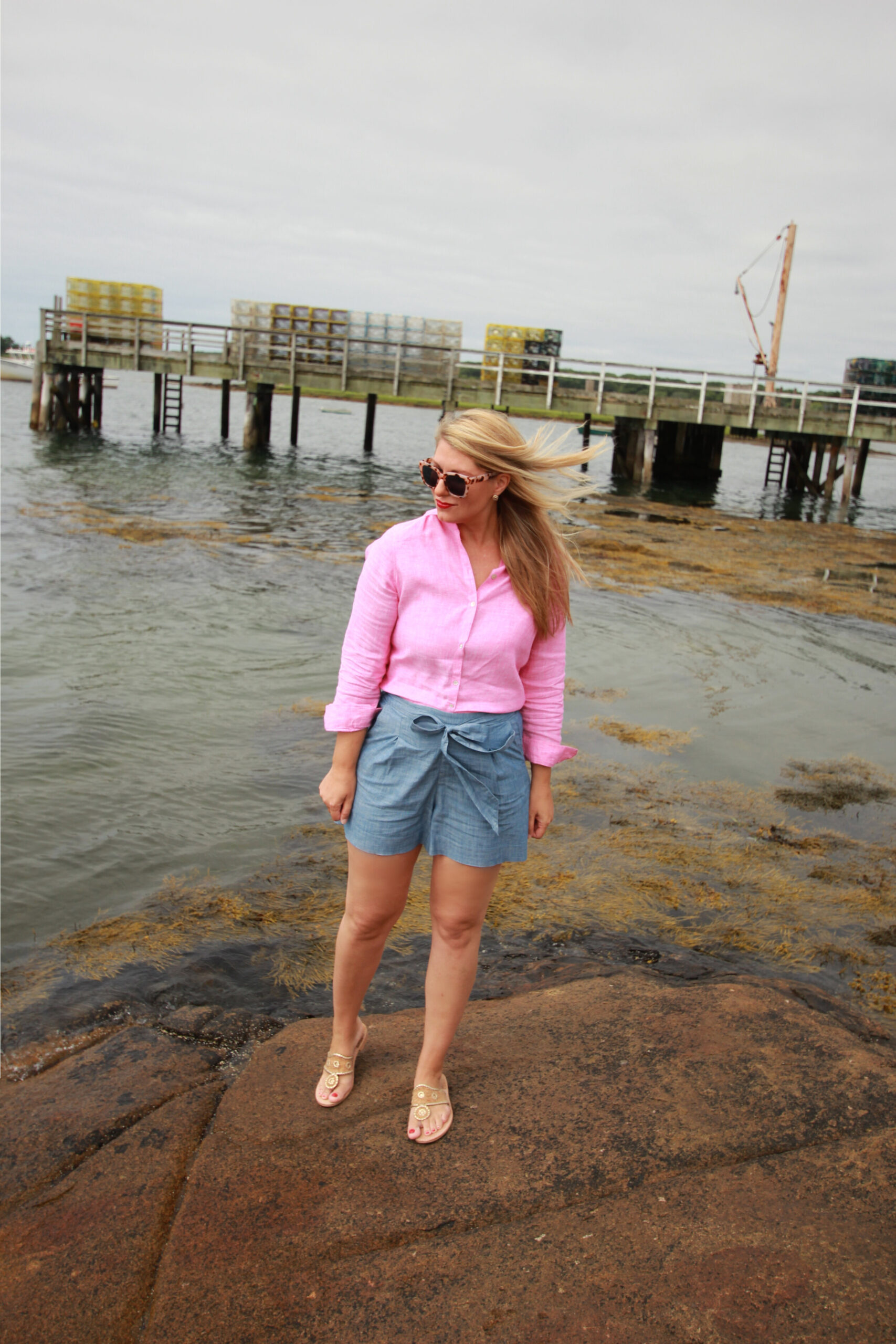 No Iron Linen Shirt c/o FoxcroftI lived in button downs almost every day on vacation because the weather was a bit of everything. We had cool days, rainy days, hot and humid sunny days—a great mix. This Foxcroft pink linen top was a great option bec…
