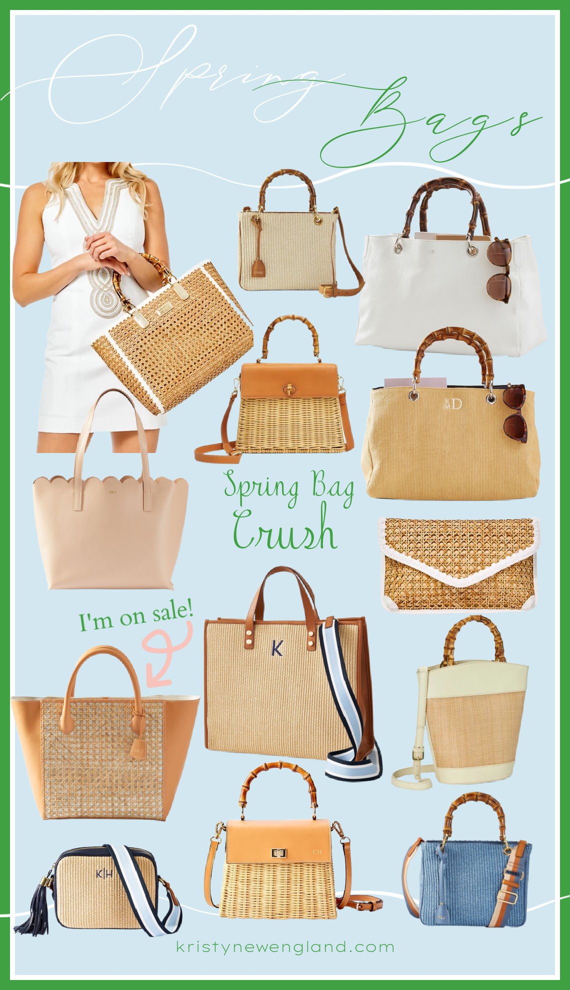 2023 Spring Bags with Raffia Bamboo Wicker Kristy New England